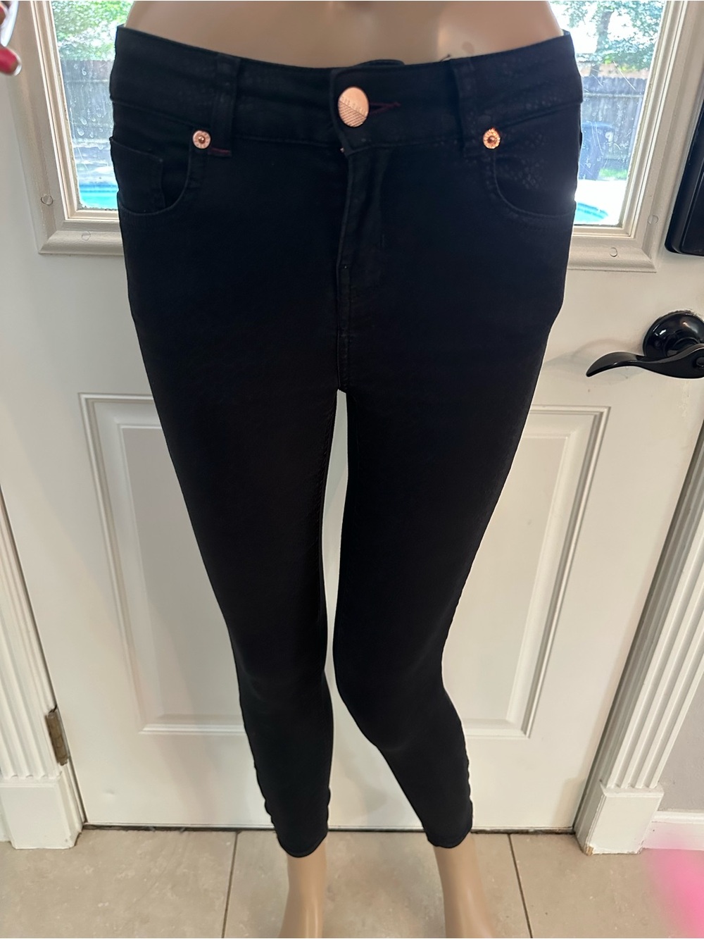 Ted Baker Black Snake Print Pants with Rose Gold Hardware